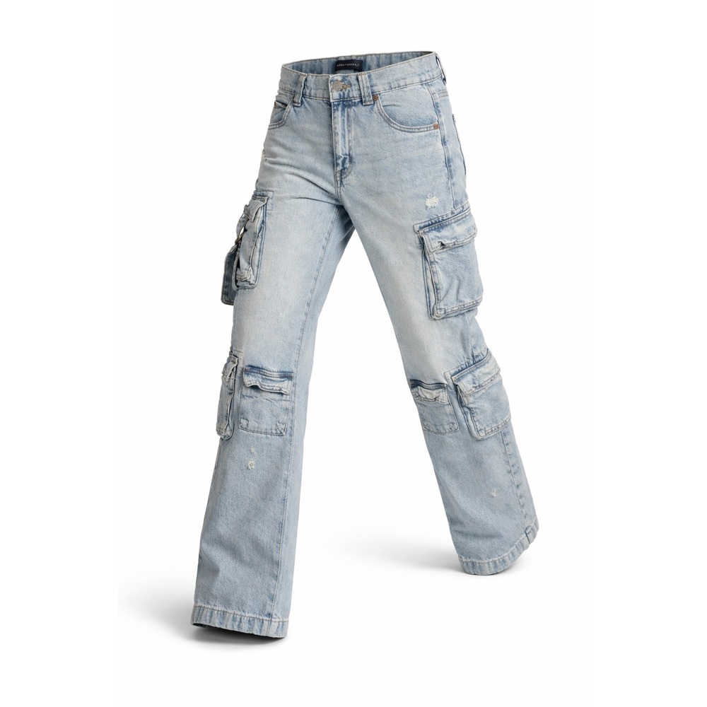 Aeropostale Low Rise Cargo Jeans Womens Small Light Y2K Distressed Utility Pants